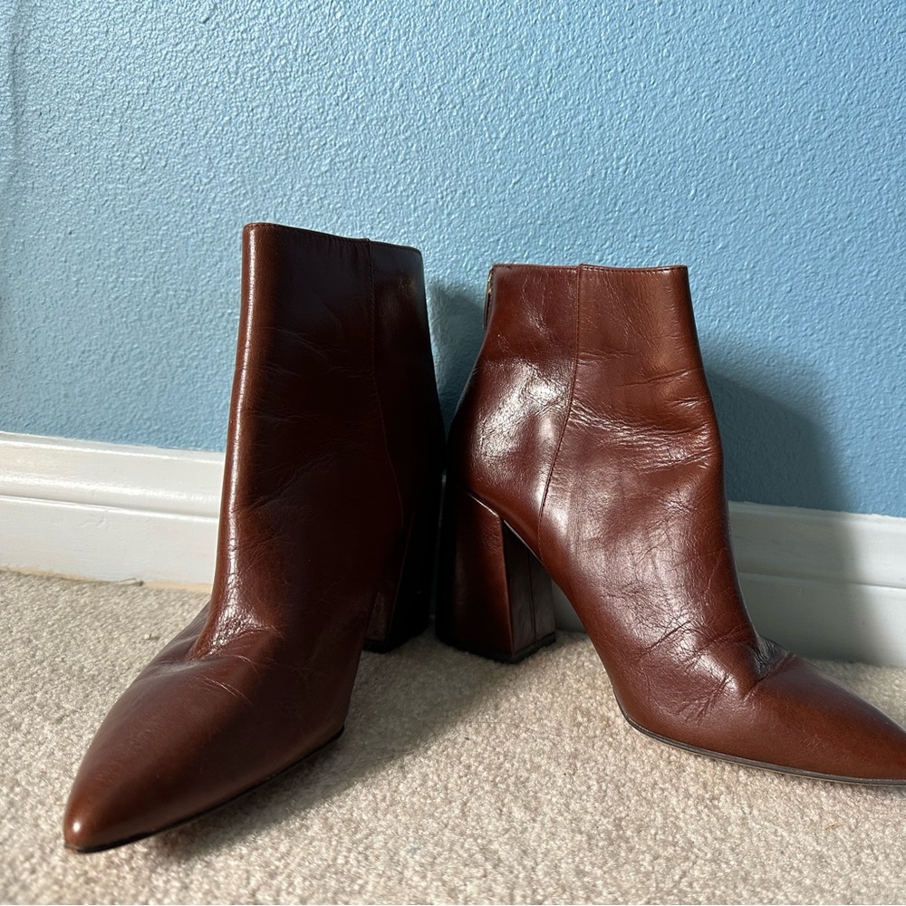 Brown Ankle Heel Boots. By Vince Camuto